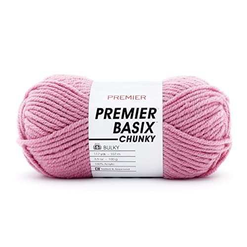 Premier Yarns Basix Chunky Yarn, Perfect for Crafting Quick Projects, Bulky Weight, Acrylic Yarn, Orchid, 3.5 oz, 117 yards