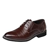 Moda uomo punta punta pizzo scarpe formale Business Wedding Oxford Brogues, Marrone, 40 2/3 EU