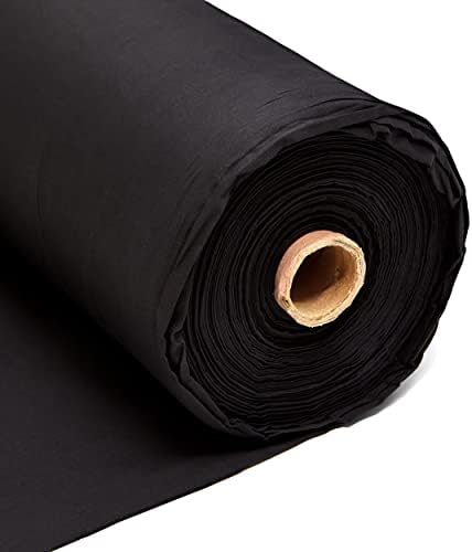 20m Plain Black Calico Fabric – Black Dyed 100% Cotton Material – 225GSM 60” Inch 150cm Wide – Great for Sewing, Curtain Linings, Quilting & Totes – Discount Fabrics Limited