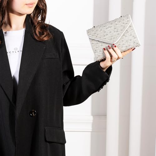 Image of Rhinestone Clutch Purse for Women, Sparkly Evening Handbag | V-shape Decoration, Glitter Finish, Converts to Crossbody & Shoulder Bag, Ideal for Wedding Party Prom & Formal Events