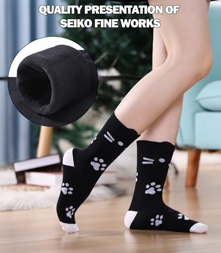 Image of SDBING Womens Cat Socks Cute Gifts Animal Soft Breathable Thin Cotton Casual Crew Socks 5 Pairs