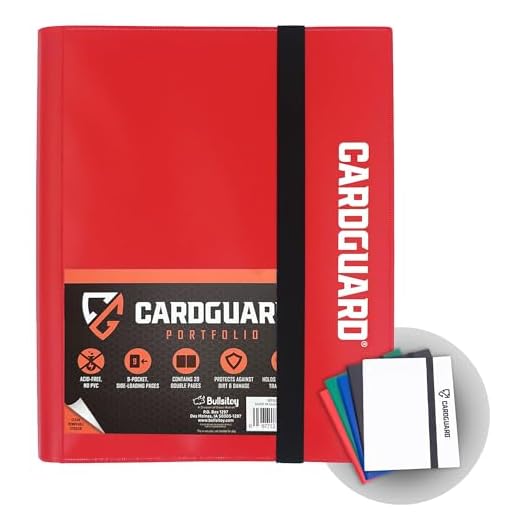 CardGuard Trading Card Pro-Folio, 9-Pocket Side-Loading Pages,, Red