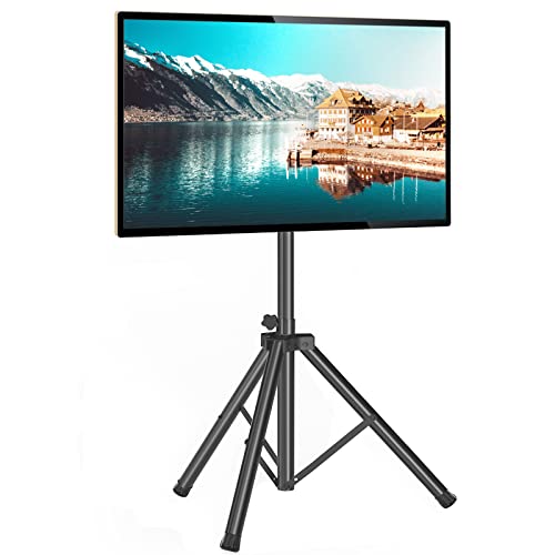 Portable Tv Tripod Stand Tilt Mount For 32-80 Inch Led Lcd Oled Flat Screen Tvs/Monitors, Height Adjustable Foldable Mount Stand, Black Floor Display Stand With Max Vesa 600X400Mm #TOP30