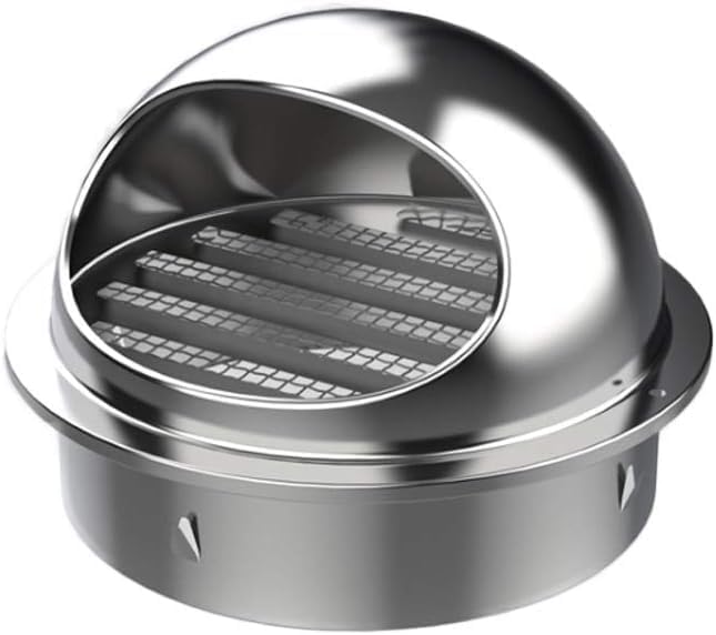 IMOBEINOR Air Vent Louver 4 inch, Round 304 Stainless Steel Soffit Vents Exhaust Air Grill Ceiling Vent Cover with Built-in Mesh Screen for Bathroom Kitchen Office Ventilation (4inch)