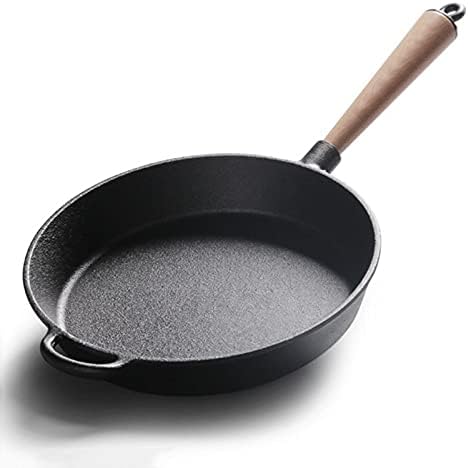 Frying pan  Non Stick Pancake Frying Pan with Wood Handle Cast Iron Cooking Pan for Gas Stove Induction Kitchen Cookware Durable