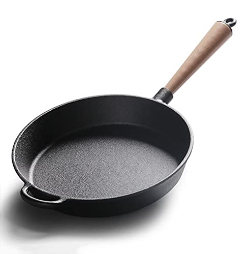 Padella per pancake， Padella antiaderente for pancake con manico in legno, padella in ghisa for pentole da cucina a induzione, fornelli a gas, durevoli