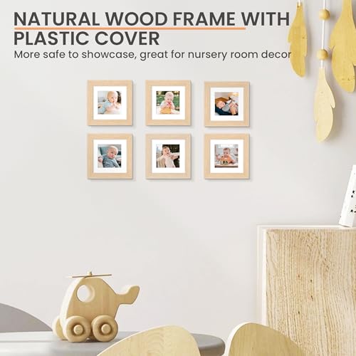 Image of upsimples 4x4 Picture Frame Solid Wooden, Nursery Decor, 1Pack Natural
