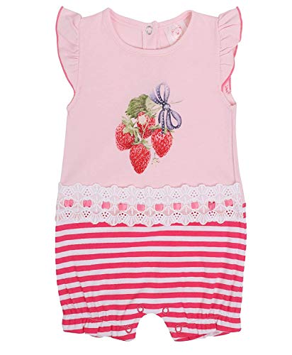 LotMart Bébé Filles Rayure Barboteuse Combinaison Dentelle Taille - Cerise, 6-9 Mois