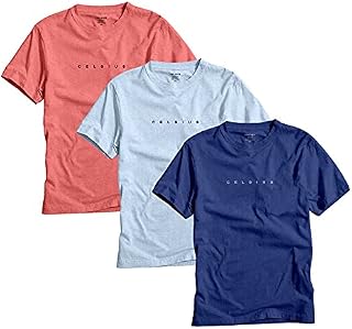 Celsius Men's Crew Neck Half Sleev Slim FIT T-Shirt (Pack of 3) Price In India