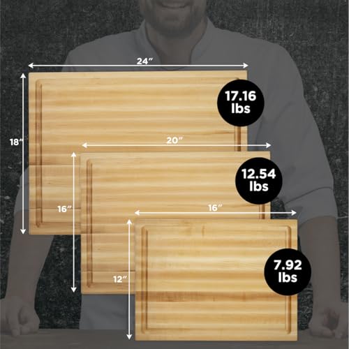 Tabla de cortar de madera de arce 50.8x40.64x3.81 cm miniatura 6