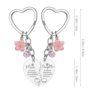 2 Pcs Mother Daughter Heart Matching Keyring Keychain Set Gifts For Mom Mothers Day Gifts from Daughter