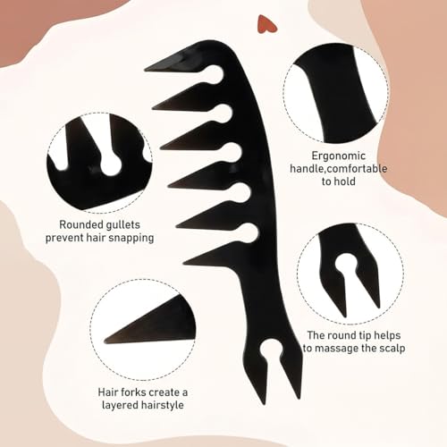 Image of Complete Comb Set for Men and Women, 3Pcs Hair Comb for Women, Texture Comb, Detangling and Foldable, ABS Material - Styling and Texture