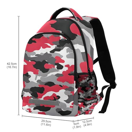 ALAZA Teens School Backpack Red Black White Camouflage Pattern Laptop Backpack with Reflective Strap, Travel Backpack Casual Daypack for Elementary Primary middle Bookbag3