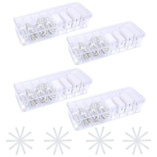 Cord Storage Organizer with 40 Straps & Lid