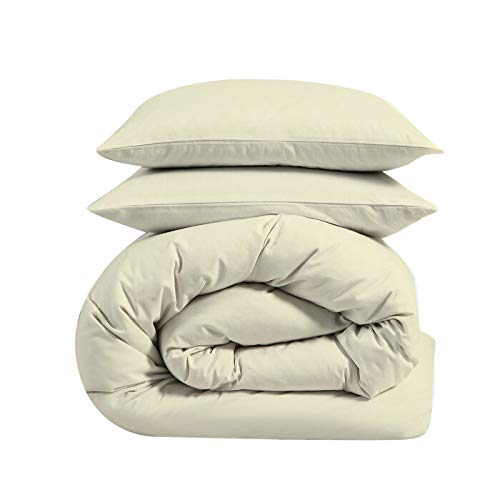 Linenaffairs 100% Cotton Duvet Cover Only, 1 Piece Premium Duvet Cover- 400 TC Egyption Cotton Duvet Cover Only (Single,Ivory Solid)