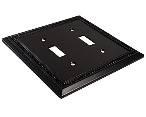 Image of Henne Bery Sunken Pearls Heavy Duty Decorative Wall Plate Switch Plate Outlet Cover (Double Toggle, Matte Black)