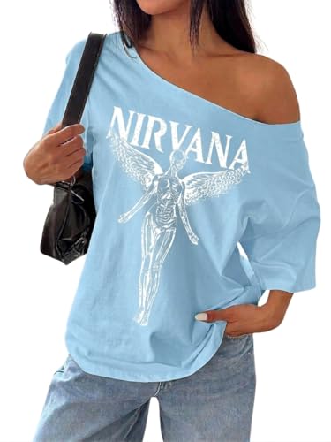 Image of SXV STYLE SOL Women Summer Loose Asymmetrical Neck Cocktail Fruit Orange Y2K Graphic Oversized T-Shirt
