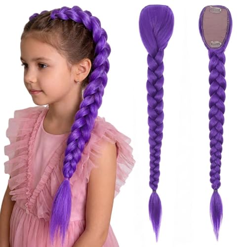 Rumi Hair26 INCH Long Purple Braid Cosplay Hair Extensions Synthetic Fiber Box Braiding Hair Easy Clip in Ponytail for Cosplay Halloween Costume.