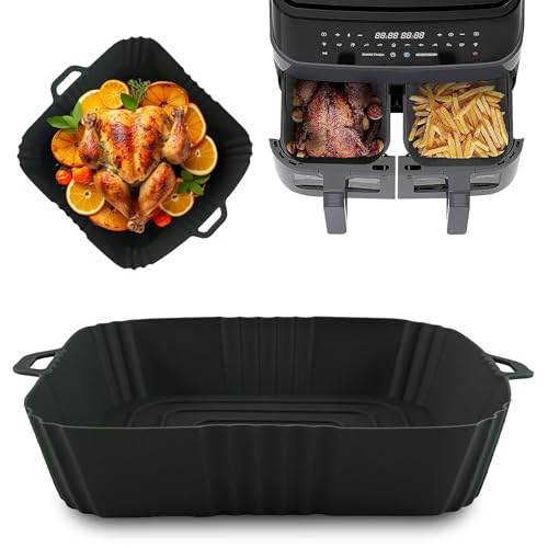 18cm Square Silicone Air Fryer Liner, Non-Stick, Heat-Resistant & Reusable, Dishwasher Safe Air Fryer Basket Liners for Baking & Cooking, Compatible with Most Air Fryers