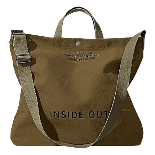 Image of Large Canvas Tote Bag for Women inside out Bag Crossbody Shoulder Bag with Adjustable Strap for Work Travel Shopping