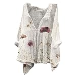 Angxiwan Boho Tops for Women UK Linen Cardigan for Women Summer Long Sleeve Lightweight Jacket Elegant Print Button Shirts Plus Size Flowy Hem Linen Tops s Denim Shirt