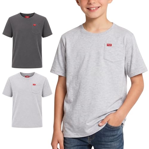 Wrangler Boys T-Shirts 2 Pack Boys Shirts for Baby Toddler Teen Boys Soft Cotton Pocket T-Shirt for Everyday Wear School