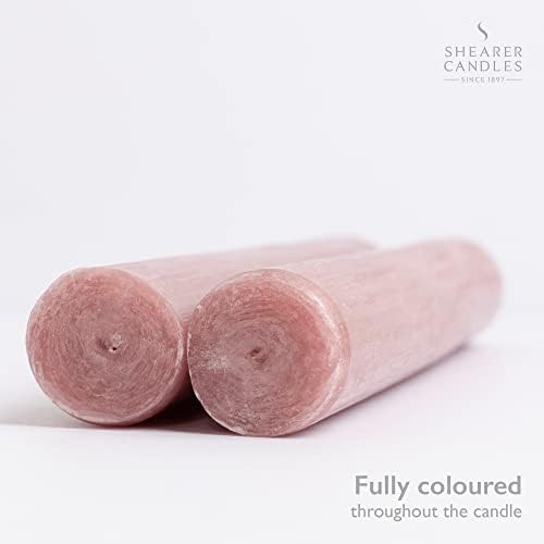Shearer Candles Dusky Pink - Dinner Candles - 8 inch - Unscented Dinner Candles - 8 Hour Burn Time - 20 Pack