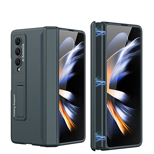 HJCMikee Scharnier-Schutzhülle für Samsung Galaxy Z Fold 4 5G (2022), versteckter magnetischer Ständer, Ganzkörper-Schutzhülle, Bequeme, dünne Haptik und strapazierfähiges Material, Grün Cover