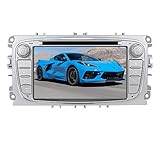 Android 10 Car GPS Navigation Bluetooth 2 DIN Car Multimedia System con Pantalla táctil de 7 Pulgadas para C-MAX Connect Fiesta Support iOS y Android Mirror Link Radio (Silver)