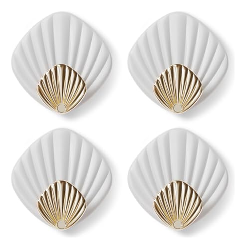 YIWOYI Multifunctional Shell Hook Wall Mounted - Set of 4, Stylish and Durable for Bathroom, Bedroom, and Living Room