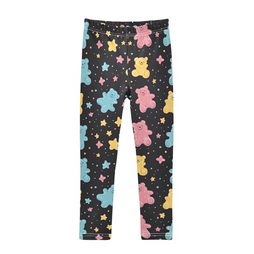 Colorful Gummy Bear and Stars Girls Casual Leggings for Kids Printed Long Pant Bottoms Stretch and Soft