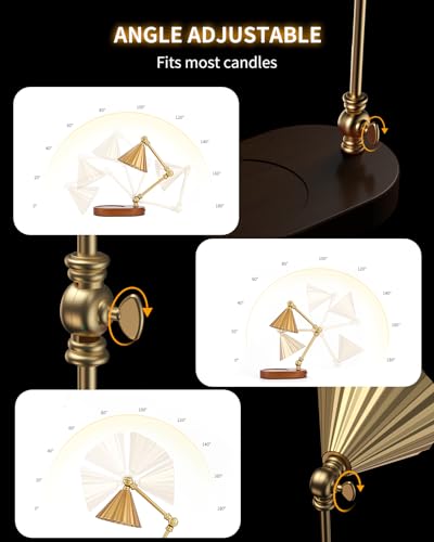 Kadrama Candle Warmer Lamp with 3 Bulbs, Height Adjustable Candle Lamp Warmer with Timer - Electric Wax Melt Warmer for Scented Wax, Bedroom Home Decor, Gold — view 3
