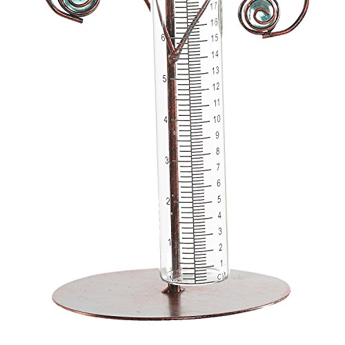 Topadorn Rain Gauge 7" Butterfly Easy-Read Metal And Glass Garden Rain Gauge #TOP4