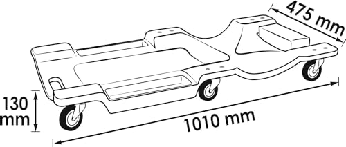 ViGOR Montage-Rollbrett V6973, belastbar bis 150 Kg, gepolstertes Kopfteil, seitliche Ablagefächer für Schrauben oder andere Kleinteile, optimiertes und erleichtertes Arbeiten unter dem KFZ