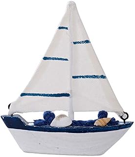 VOSAREA Wooden Sailboat Ornament Sailboat Model Beach Nautical Decoration