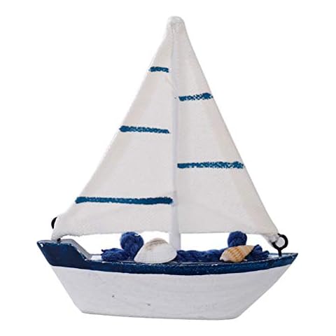 VOSAREA Wooden Sailboat Ornament Sailboat Model Beach Nautical Decoration Cover