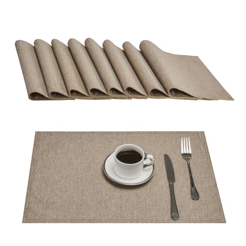 HomeJoy Flaxen 13x19 Polyester Linen Farmhouse Placemat Set of 8