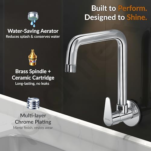 Image of Plantex 360 Rotating Kitchen Sink Tap for Kitchen Basin /Wall Mounted Kitchen Sink Tap Faucet /Water Tap for Kitchen Sink & Wash Basin /Mirror Chrome Finish (DOL-4300) - 7-Year Warranty