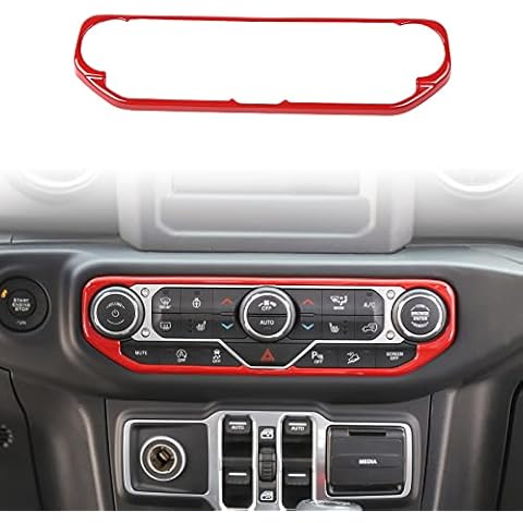 RT-TCZ Air Conditioning Dashboard Center Console Control Trim Panel Cover Interior Accessories Decoration Trim Kit for 2018 2019 2020 2021 2022 Jeep Wrangler JL JLU & Jeep Gladiator JT(Red) Cover