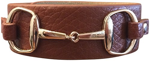 Hamptongems Silver Double Horse Bit Black Leather Bracelet-Fits 7 And 7.5 Wrists #TOP2
