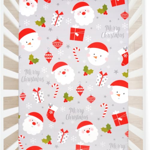 Image of JISEN Christmas Fitted Crib Sheets for Boys Girls 52x28 Inch Santa Claus