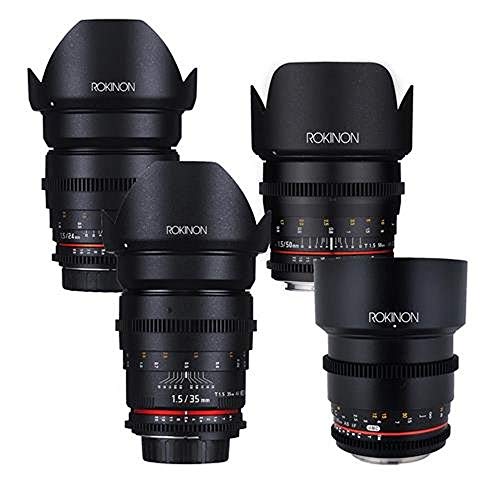 ROKINON CINE DS T1.5 Cinema Lens Kit - 50mm + 35mm + 85mm + 24mm for Canon EF