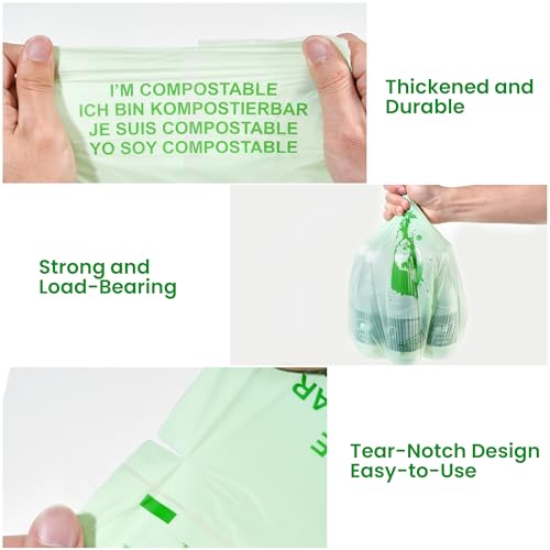 Sacs à compost biodégradables de 6 litres pour petits bacs de tri ménager - 6