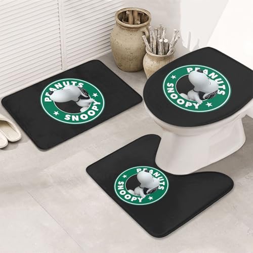 バスマット スヌーピー おしゃれ かわいい アニメ トイレマット 便座カバー 3点セット 滑り止め バスセット 人気 漫画 吸水 防臭 洗える 速乾 50x80cm