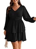 RWJ Plus Size Dresses for Curvy Women V Neck Long Sleeve Elastic Waist Fall...