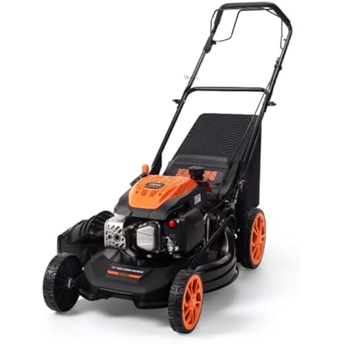21" Self-Propelled Gas Lawn Mower, 170cc 4-Stroke Engine, 7-Position Cutting Height, 3-in-1 Versatile Mulching Bagging Discharging, 1.9 Bushels Large Grass Collector