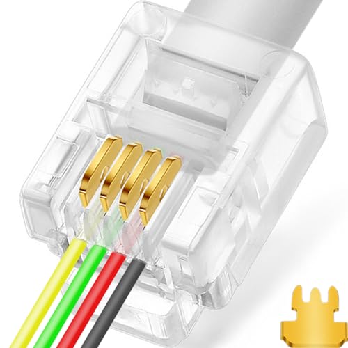 NECABLES 20Pack RJ11 Pass Through Connector 6P4C Telephone Modular Plug 3 Prong Type for Phone Line Cord
