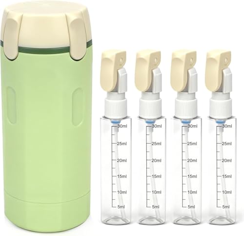 NFOVSMO 4 in 1 Travel Dispenser 4 Pack 30ML Travel Bottles for Toiletries Refillable Leak Proof and Portable Suitable for Storing Shampoo Shower Gel Suitable for Travel Camping (Green)