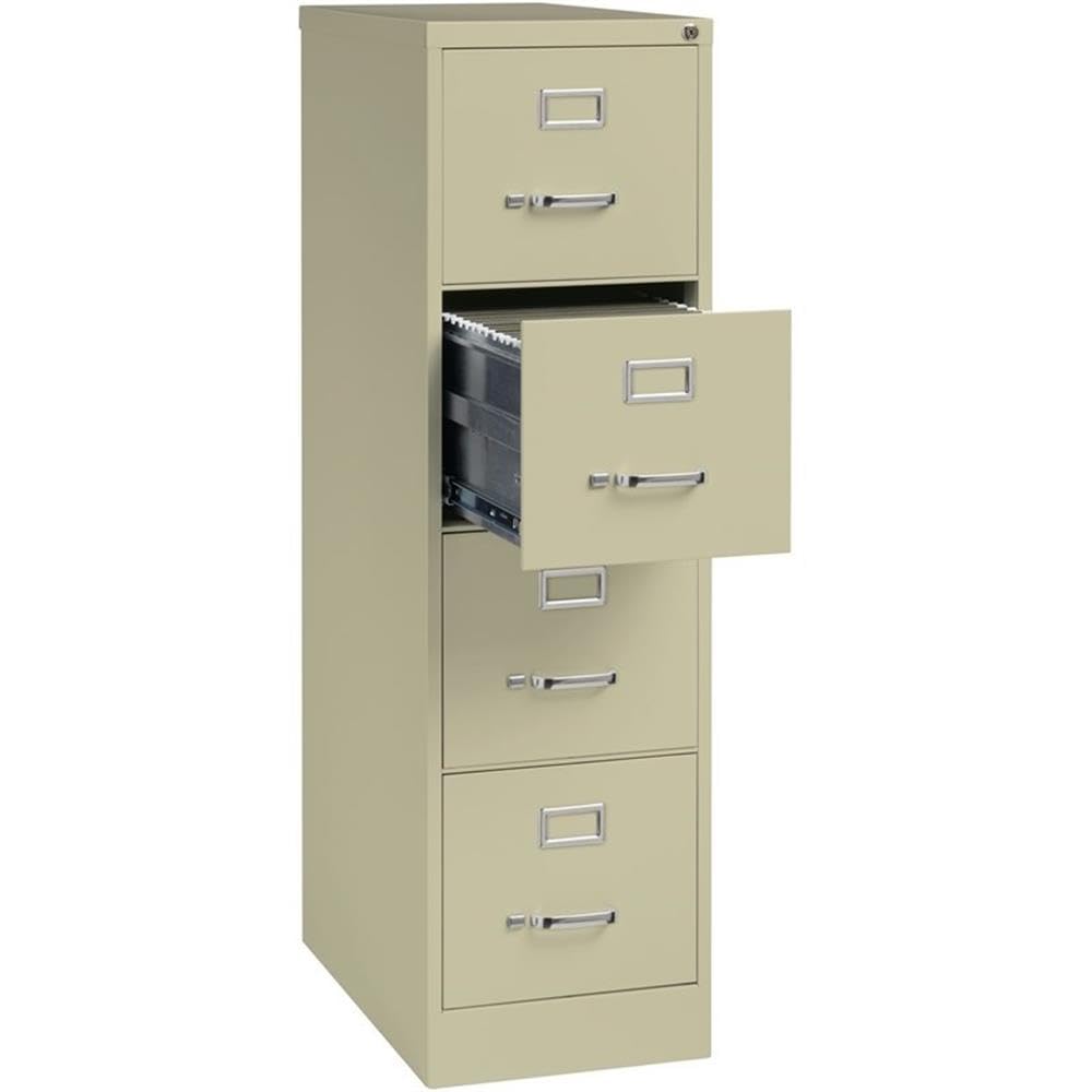 Pemberly Row 4 Drawers 52 Vertical Beige Metal Filing Cabinet Lockable Pre-Assembled Stationary Letter Size for Home Office — view 6