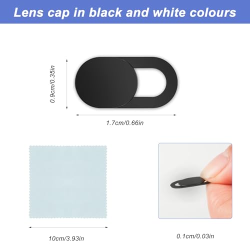 Paquete de 20 para Cubierta de cámara Web, Cubierta Deslizante Delgada para cámara de computadora portátil, Accesorios para computadora, portátil, teléfono Inteligente, Tableta (Blanco, Negro) - imagen 2